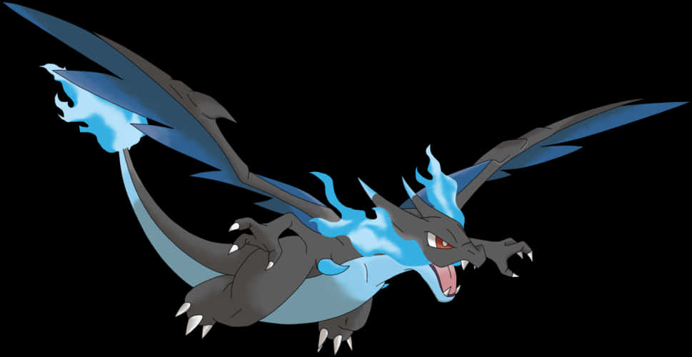 Mega Charizard X Flying PNG with transparent background
