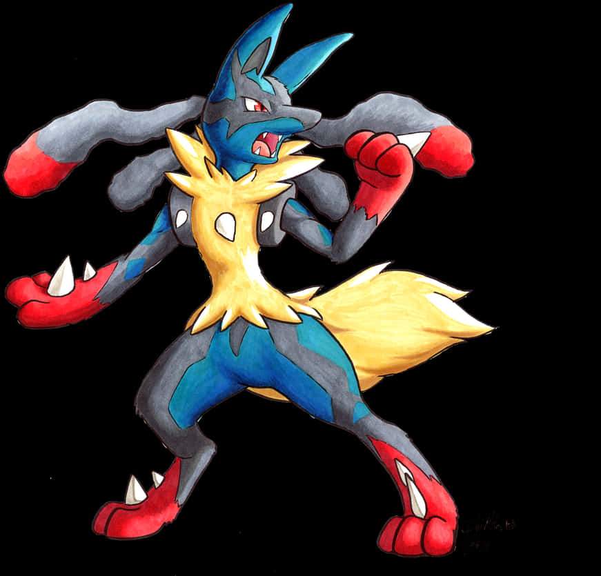 Mega Lucario In Copic - Dibujos De Pokemon Mega Lucario, HD Png Download PNG with transparent background