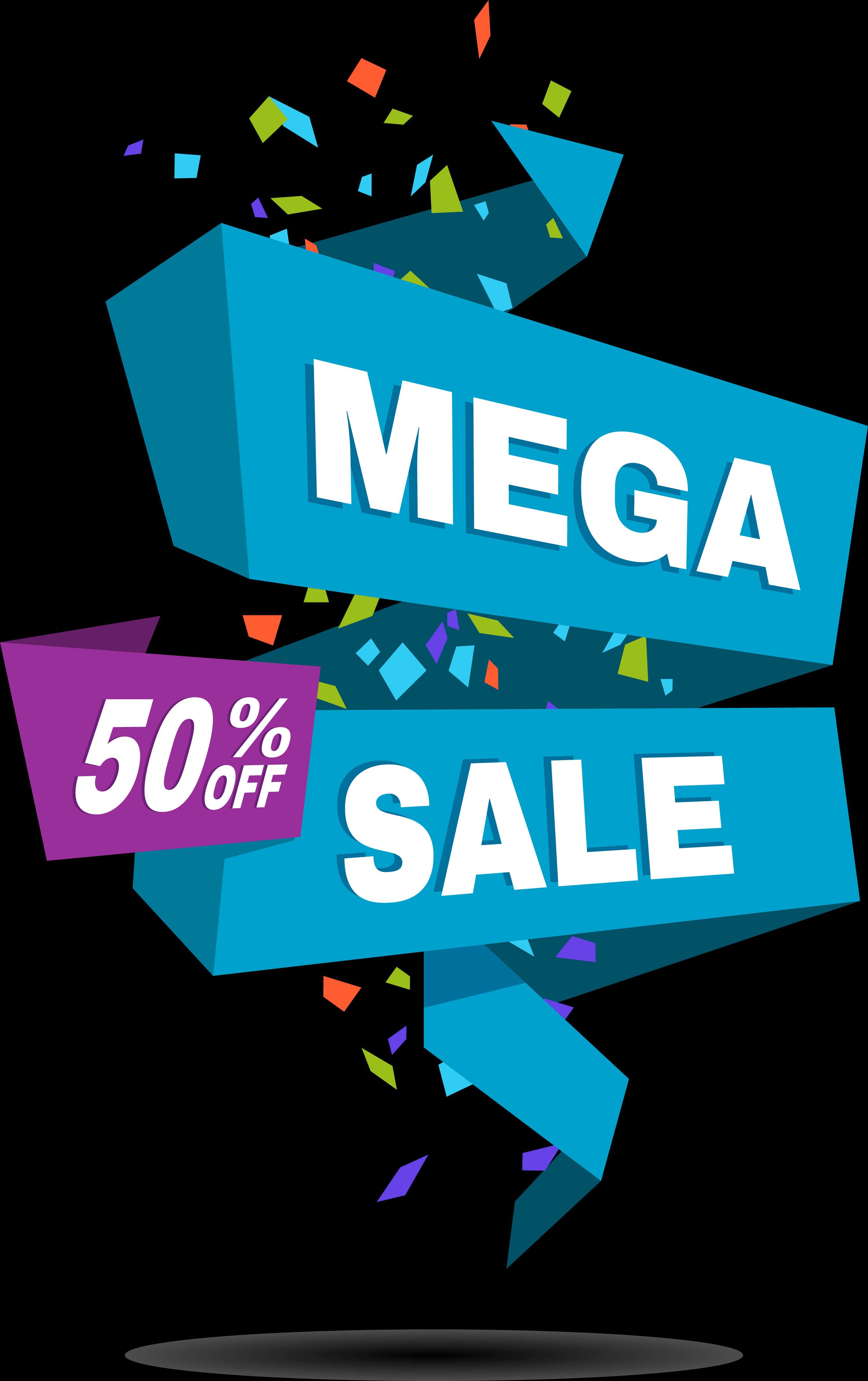 Mega Sale50 Percent Off Promotion PNG with transparent background