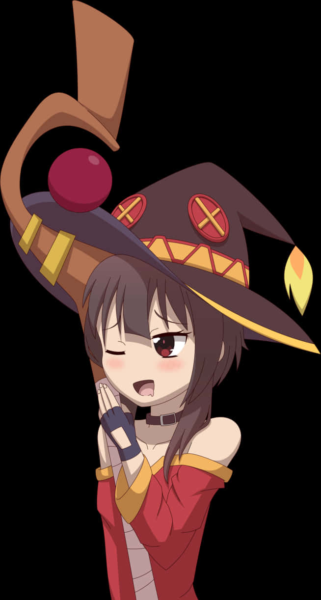 Megumin Anime Character Sleepy Pose