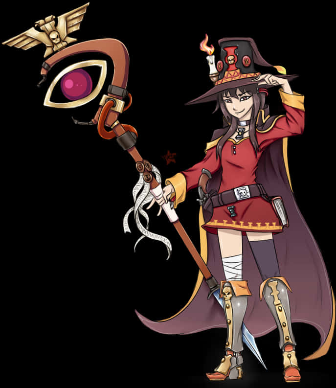 Megumin Anime Character With Staff