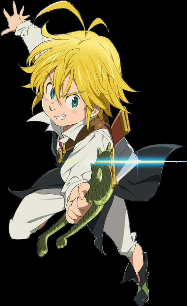 Meliodas_ Anime_ Character_ Action_ Pose PNG with transparent background