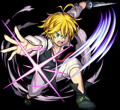 Meliodas_ Anime_ Character_ Action_ Pose PNG with transparent background