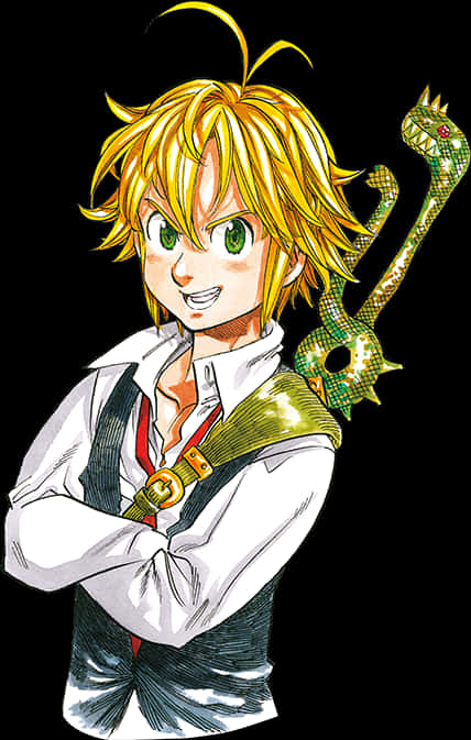 Meliodas_ Anime_ Character_ Portrait PNG with transparent background