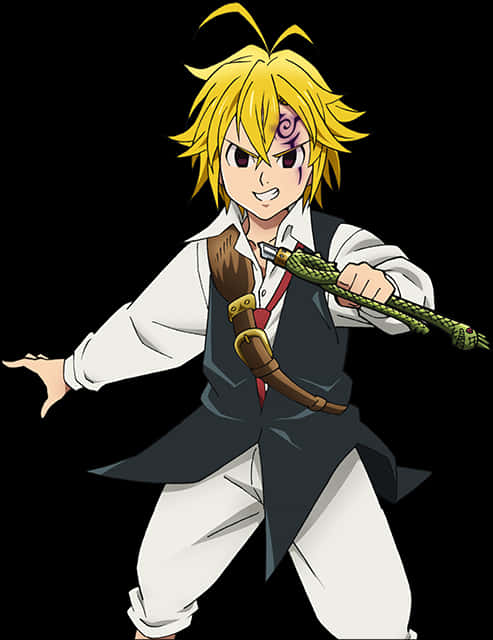 Meliodas_ Anime_ Character_ Pose PNG with transparent background