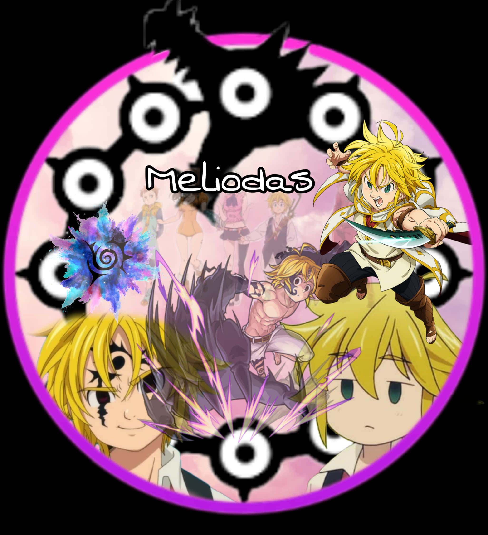 Meliodas Collageof Powerand Emotion PNG with transparent background