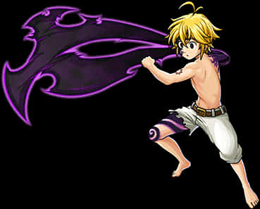 Meliodas Demon Power Attack PNG with transparent background