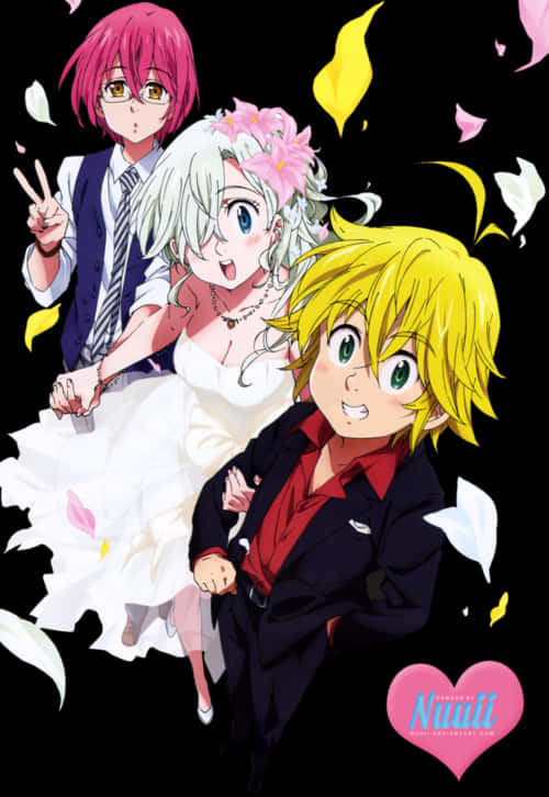 Meliodas_ Elizabeth_ Wedding_ Anime PNG with transparent background