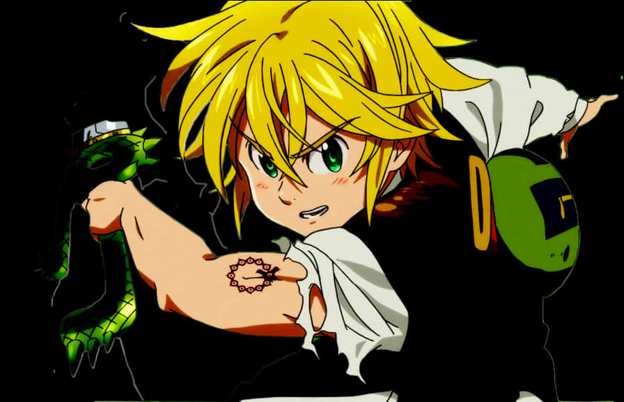 Meliodas Seven Deadly Sins Anime Action Pose PNG with transparent background
