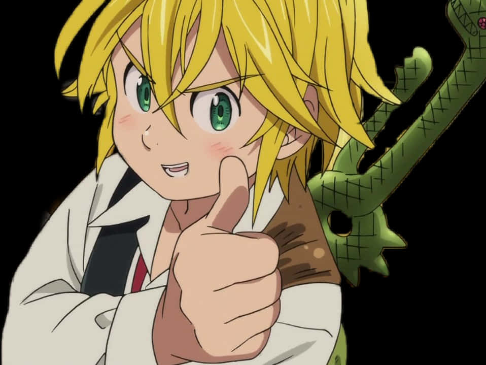 Meliodas Thumbs Up Anime Character PNG with transparent background