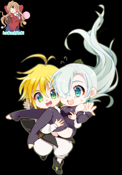 Meliodasand Elizabeth Chibi Art PNG with transparent background