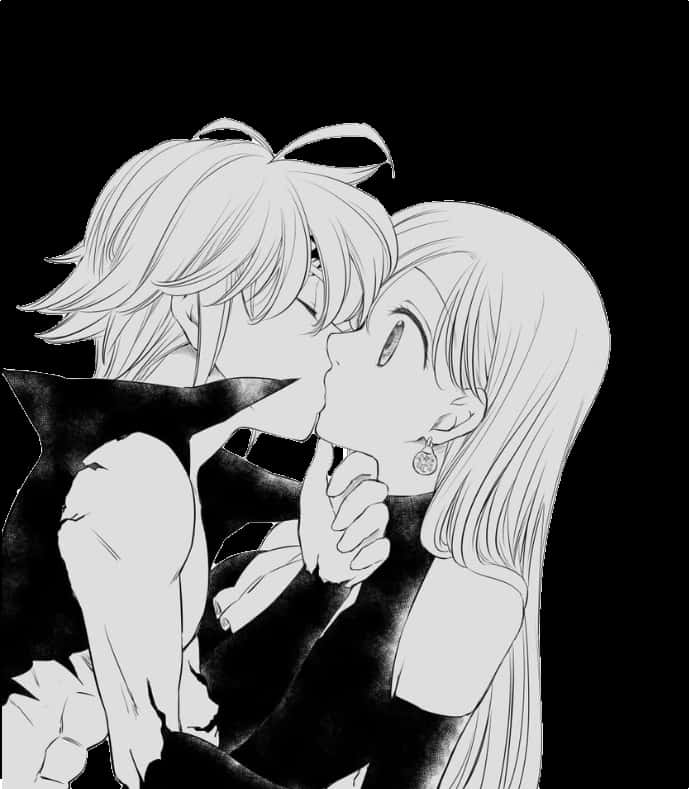 Meliodasand Elizabeth Kiss Manga Art PNG with transparent background