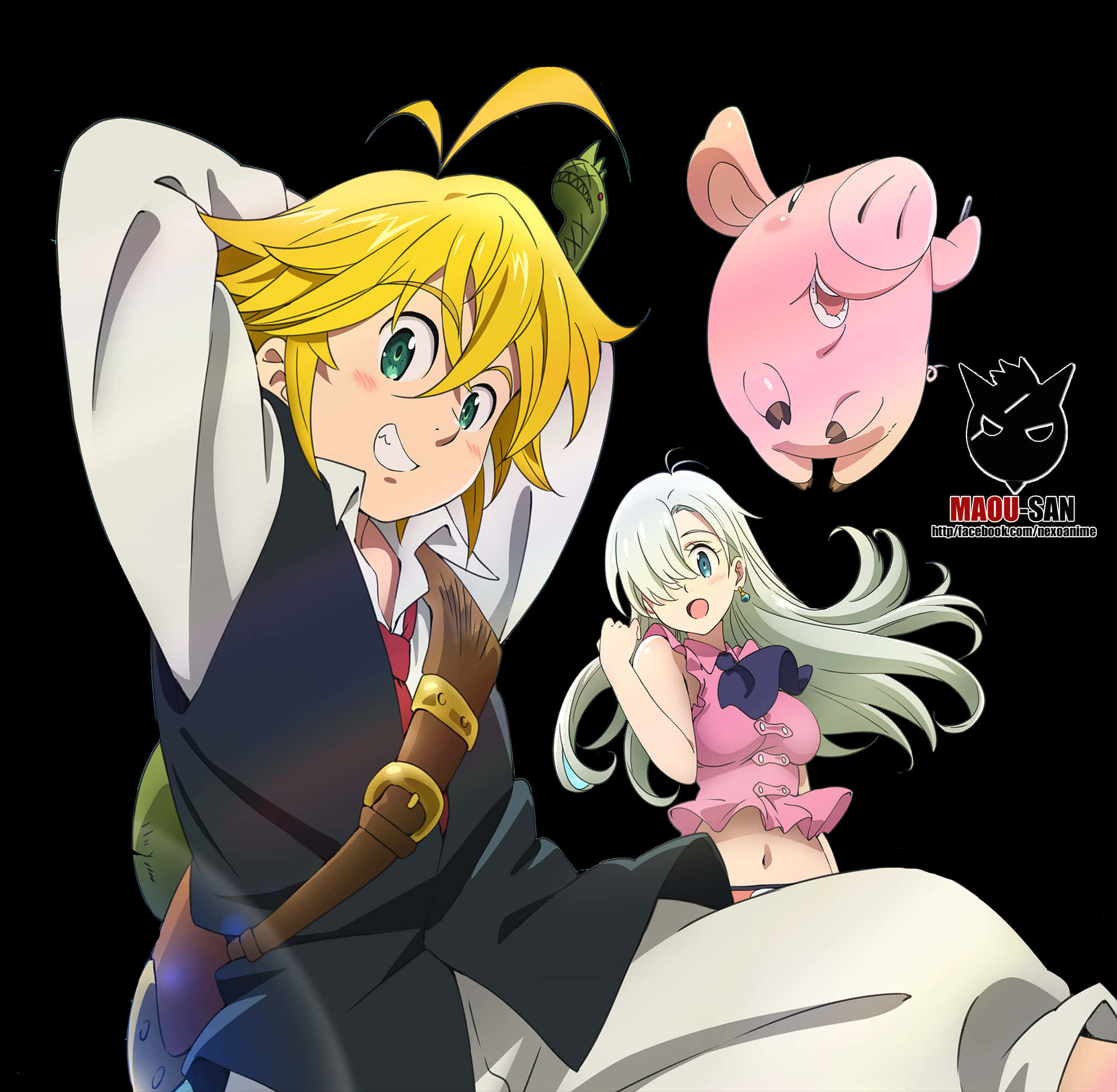 Meliodasand Friends_ Anime Characters PNG with transparent background