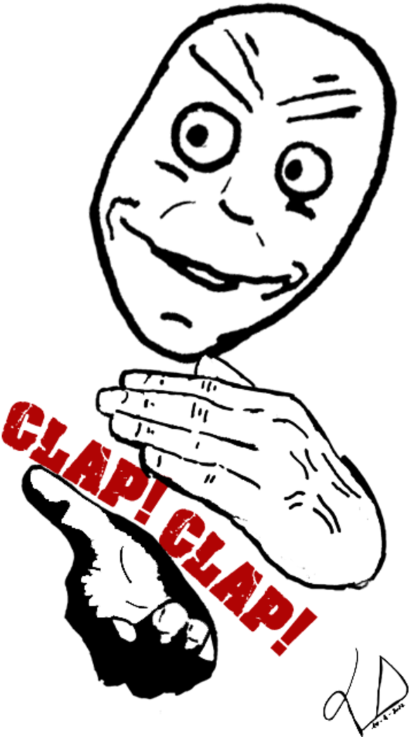 Meme Face Clapping Illustration PNG with transparent background
