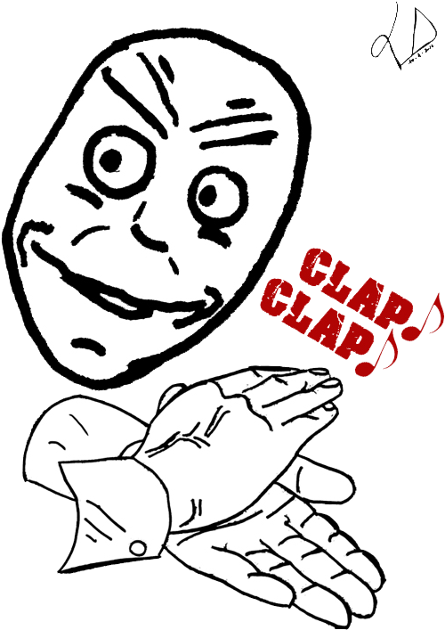 Meme Face Clapping Illustration PNG with transparent background