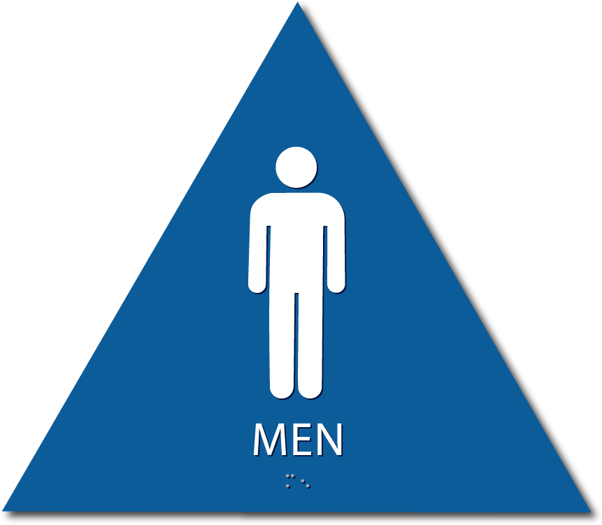 Mens Bathroom Sign Triangular Blue