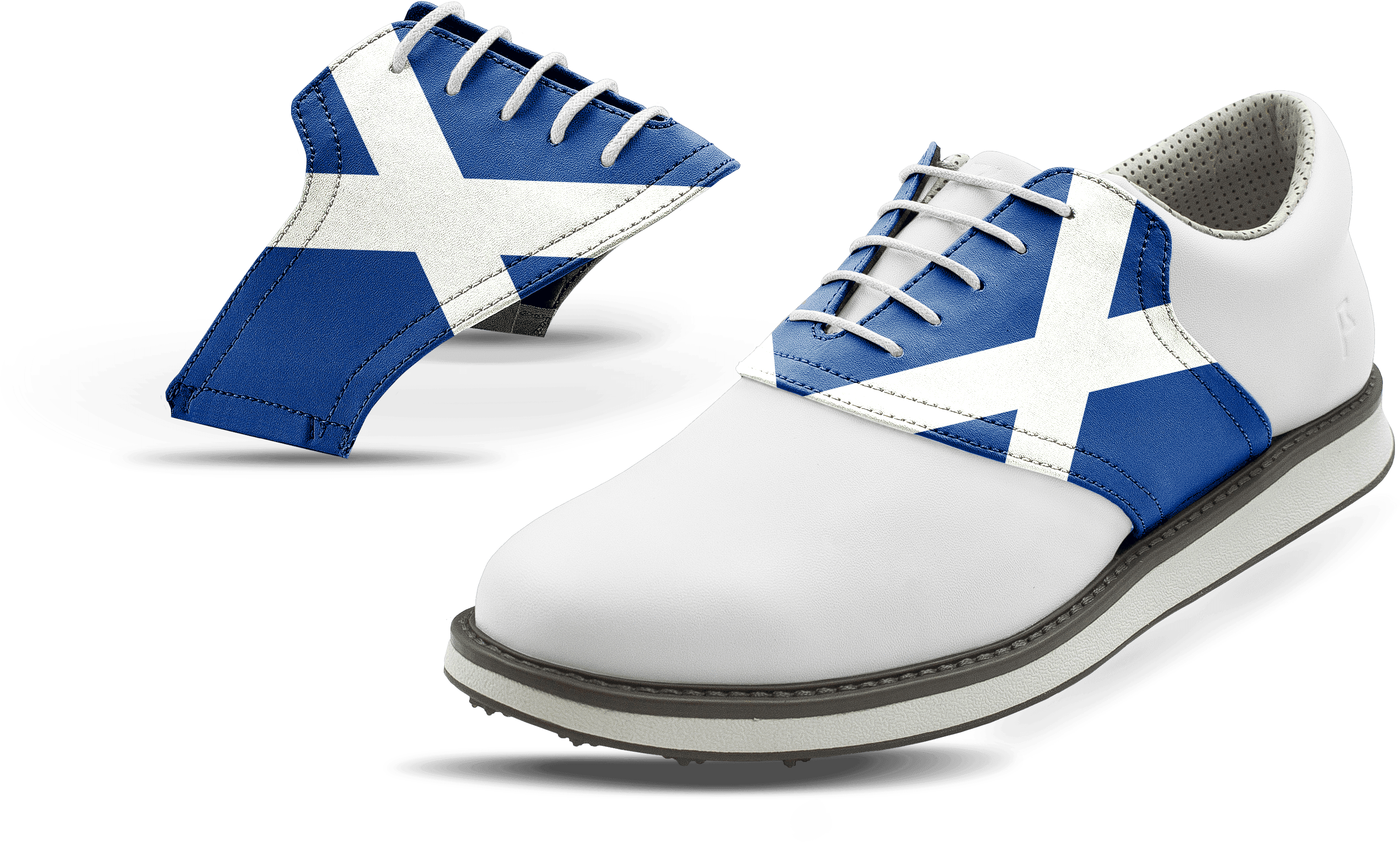 Men's Scotland Flag Saddles On White Golf Shoe From - Golf Shoe, HD Png Download PNG with transparent background