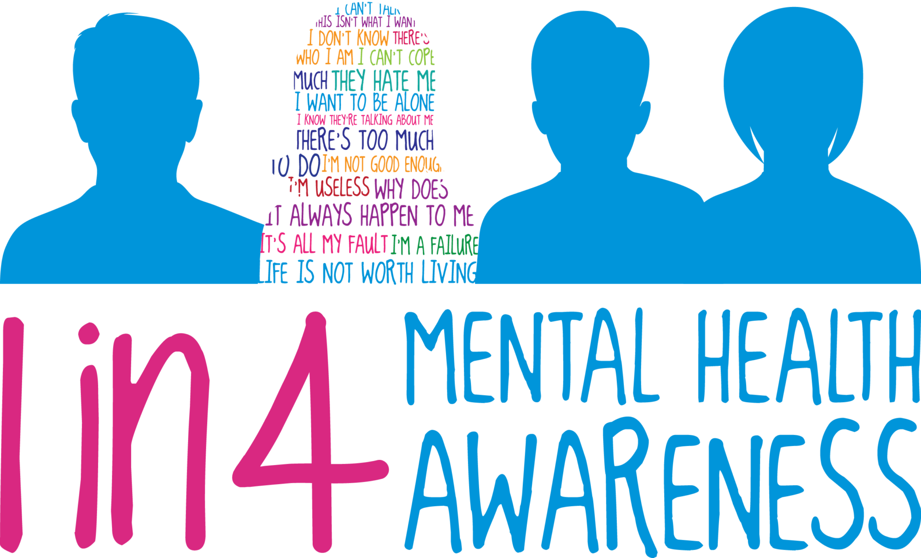 Mental Health Awareness Silhouettes PNG with transparent background