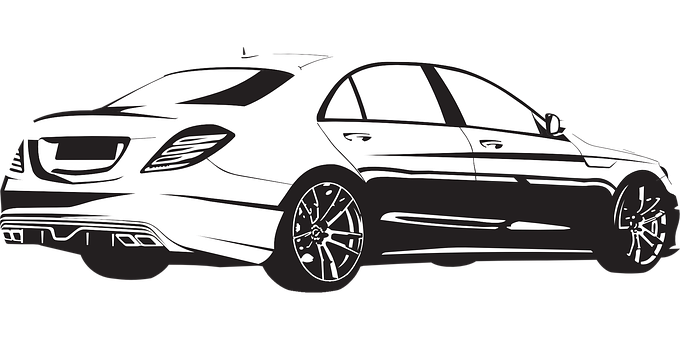 Mercedes Benz Sedan Vector Illustration PNG with transparent background