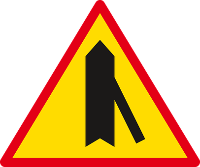 Merge Lane Traffic Sign PNG with transparent background