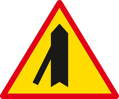 Merge Sign Traffic Warning PNG with transparent background