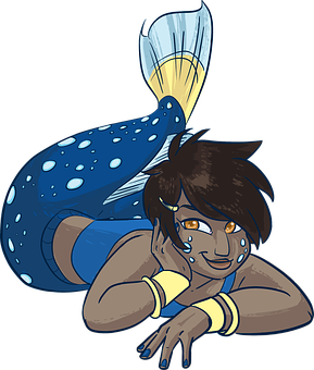 Mermaid Cartoon Character PNG with transparent background