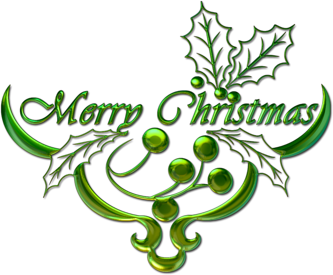 Merry Christmas Green Holly Design