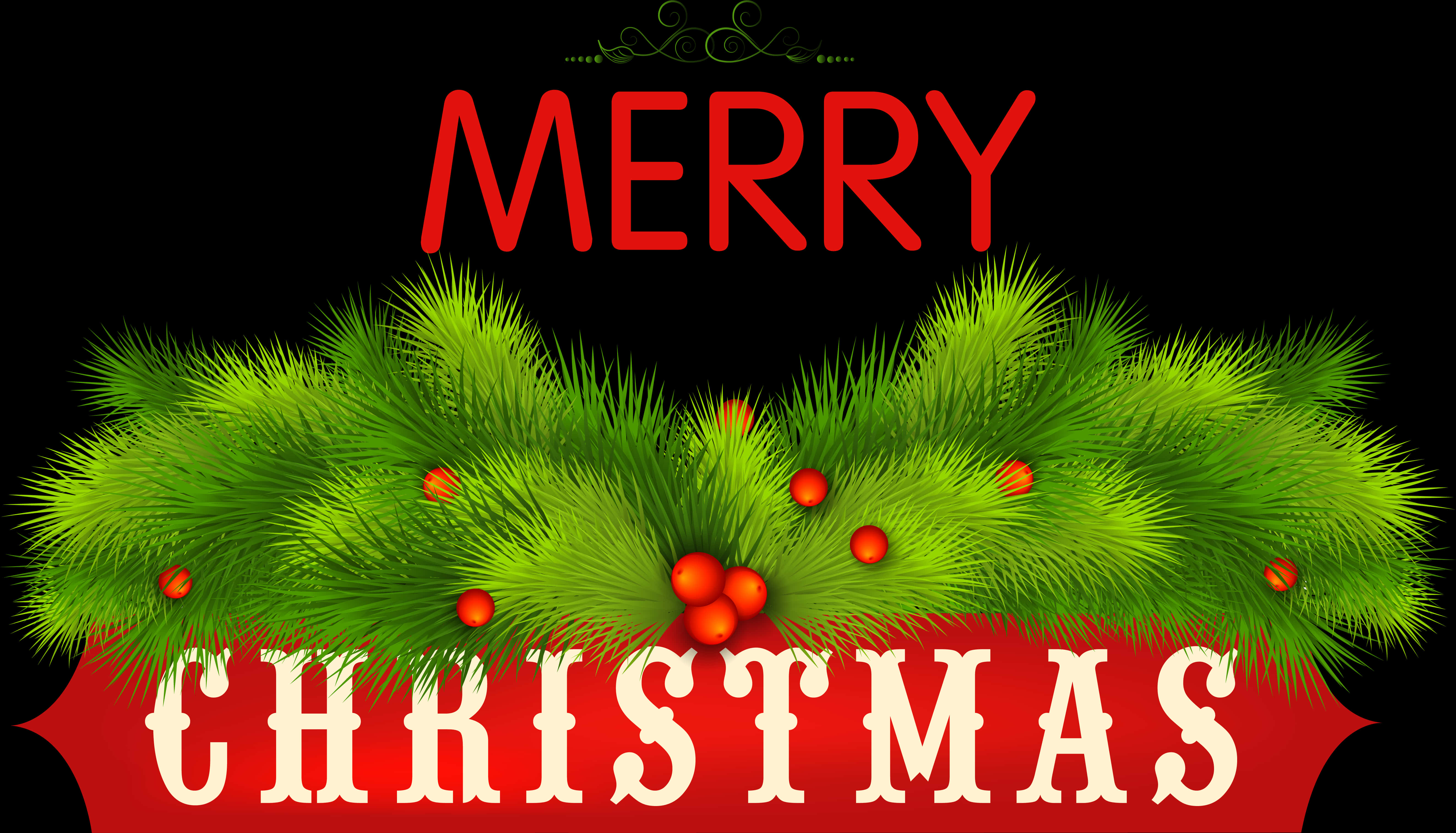 Merry Christmas Greeting Design PNG with transparent background