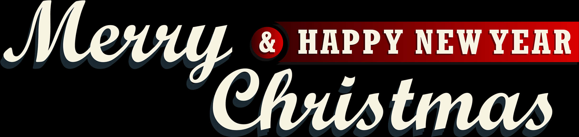 Merry Christmas Happy New Year Banner PNG with transparent background