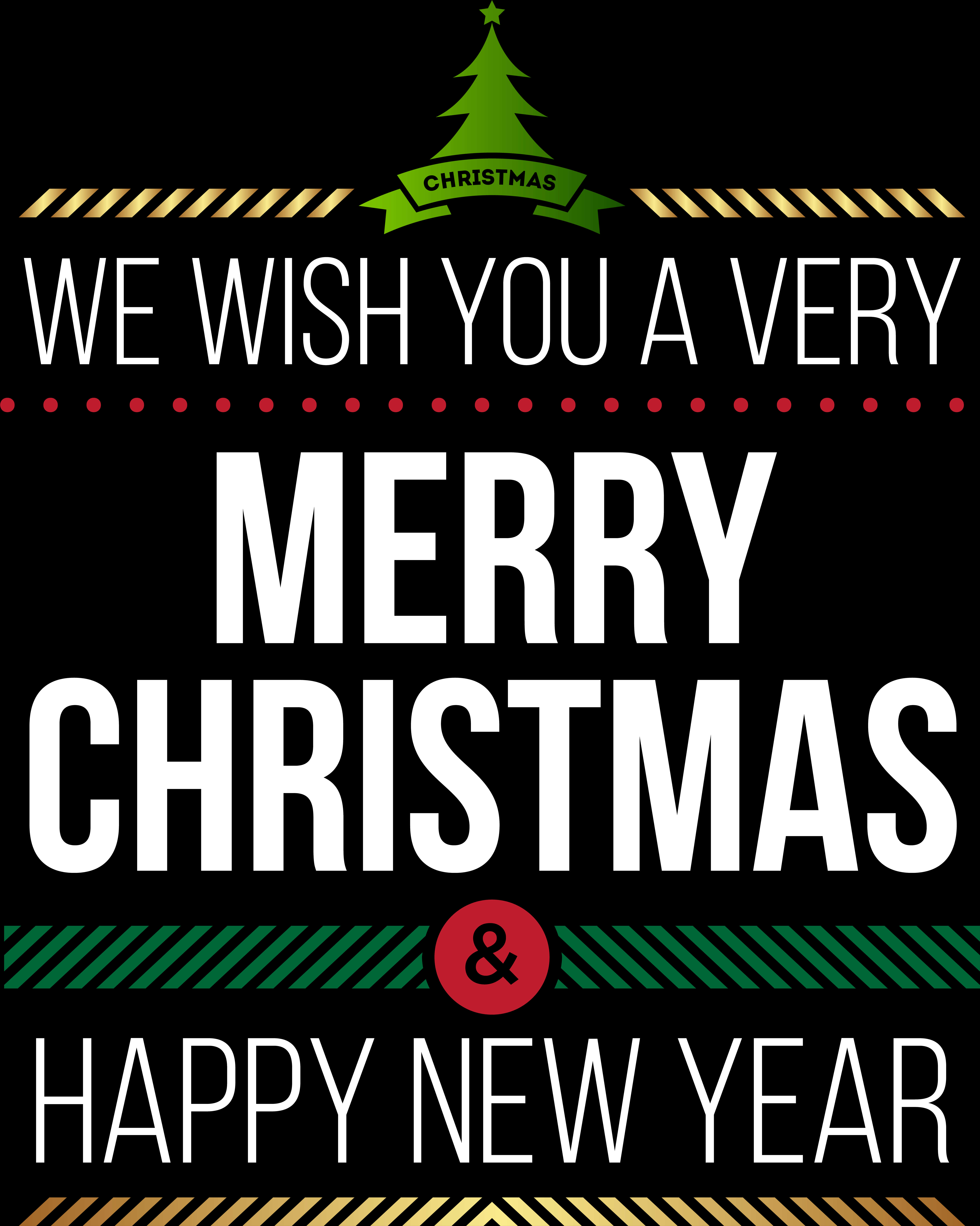 Merry Christmas Happy New Year Greeting PNG with transparent background