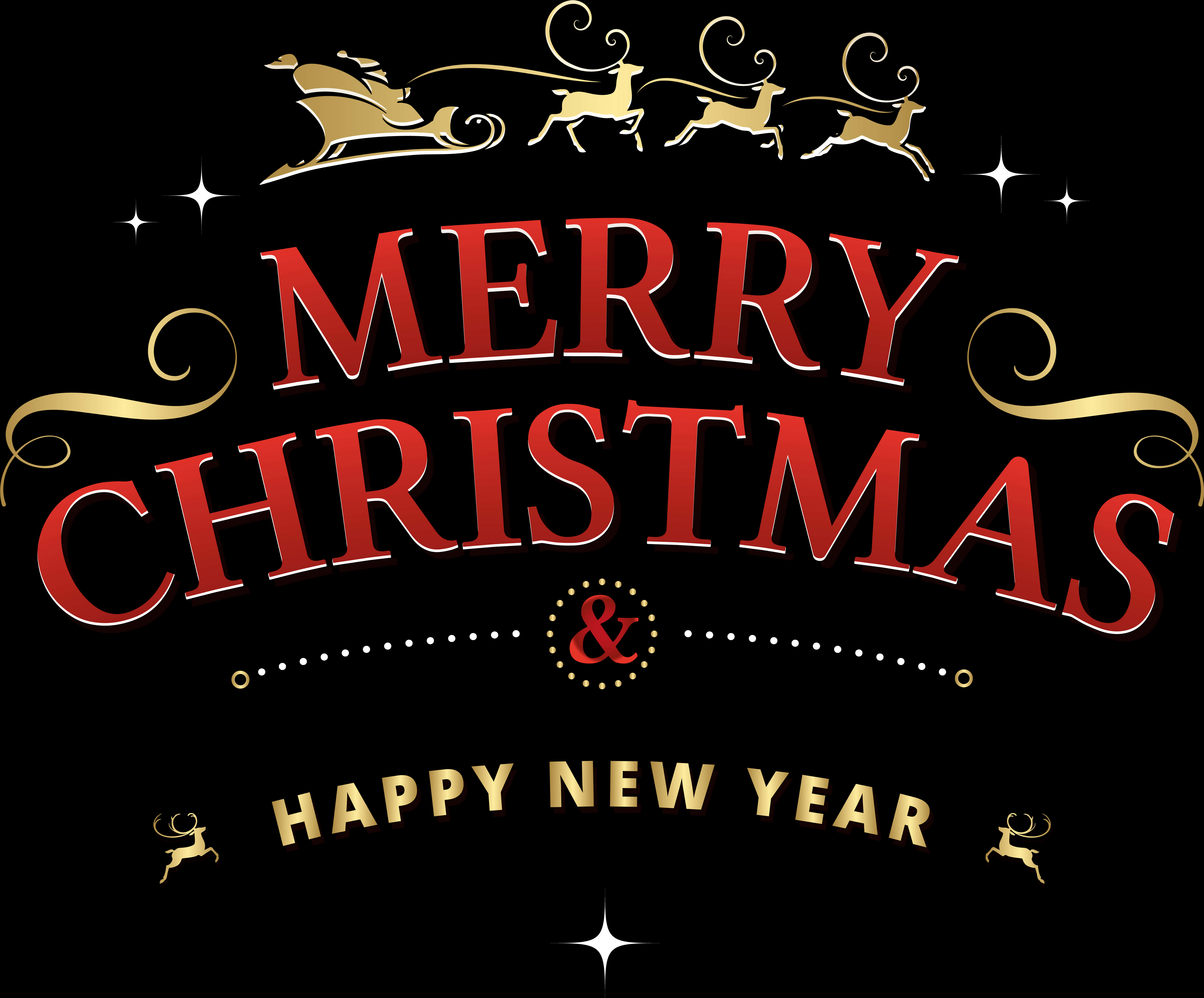 Merry Christmas Happy New Year Greeting PNG with transparent background