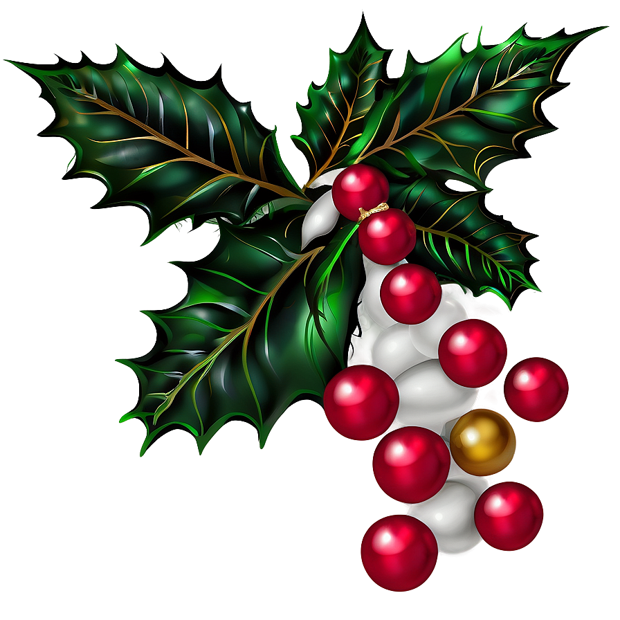 Merry Christmas Holly Decoration Png 77