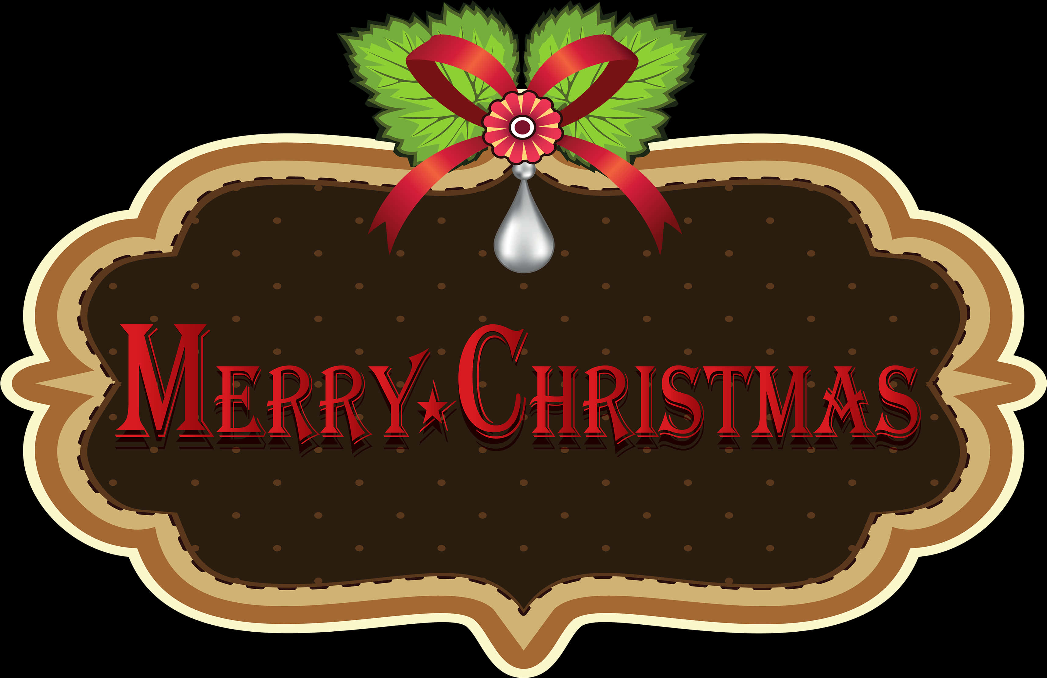 Merry Christmas Plaque Design PNG with transparent background