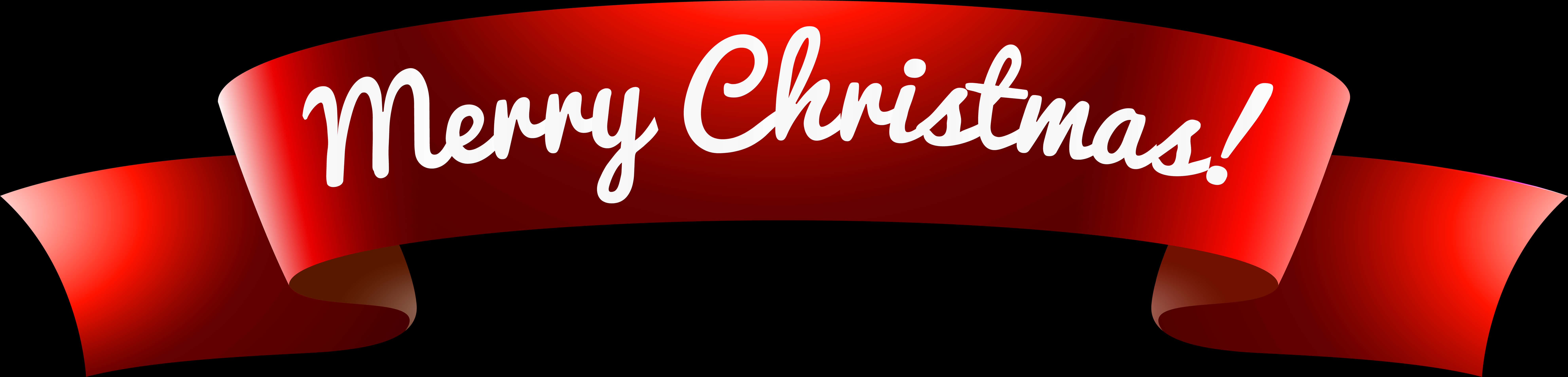 Merry Christmas Ribbon Banner PNG with transparent background