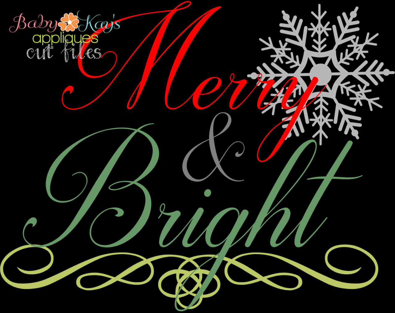 Merryand Bright Christmas Greeting PNG with transparent background