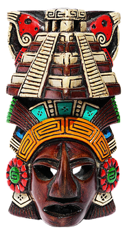 Mesoamerican_ Pyramid_ Mask_ Artifact PNG with transparent background