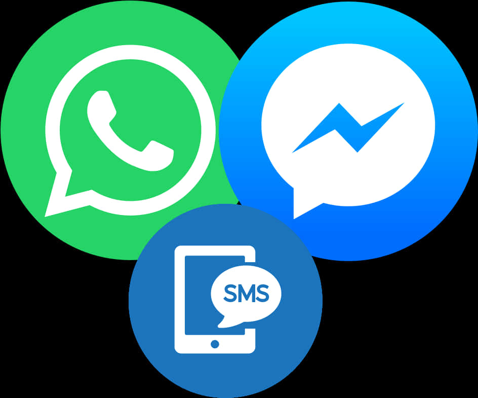 Messaging Apps Icons Overlap PNG with transparent background