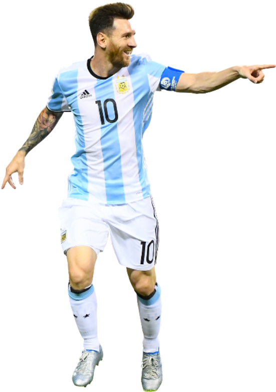 Messi Celebratingin Argentina Kit PNG with transparent background