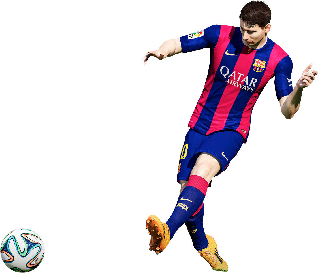 Messi In Action F C Barcelona PNG with transparent background