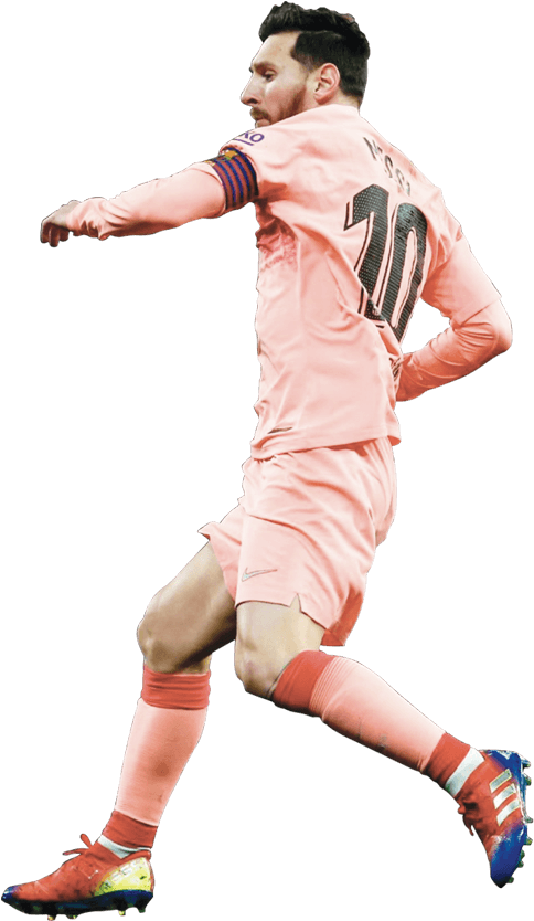 Messi In Action Pink Jersey PNG with transparent background