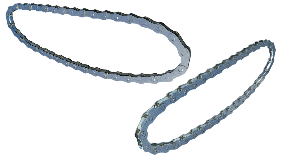 Metal Chain Isolatedon Blue Background