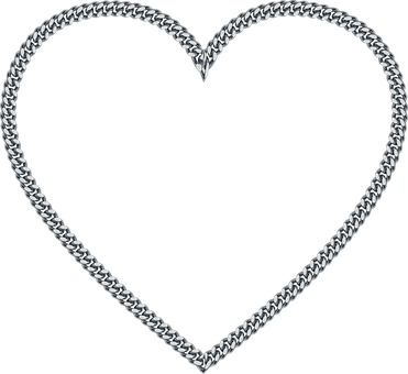 Metal Heart Chain Design PNG with transparent background