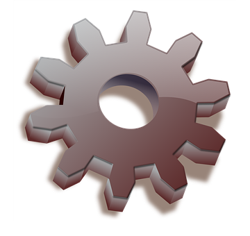 Metallic Gear Graphic PNG with transparent background
