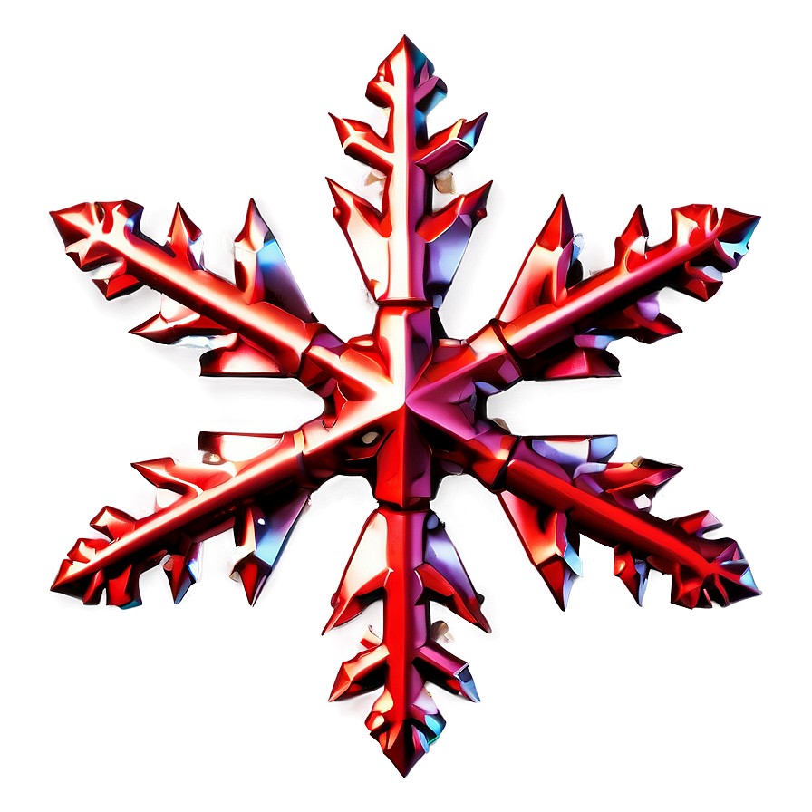 Metallic Red Snowflake Png 06282024