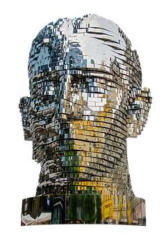 Metallic Sculpture Head Art PNG with transparent background