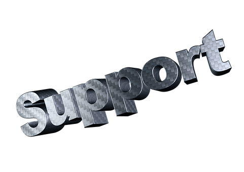 Metallic Support Text Graphic PNG with transparent background