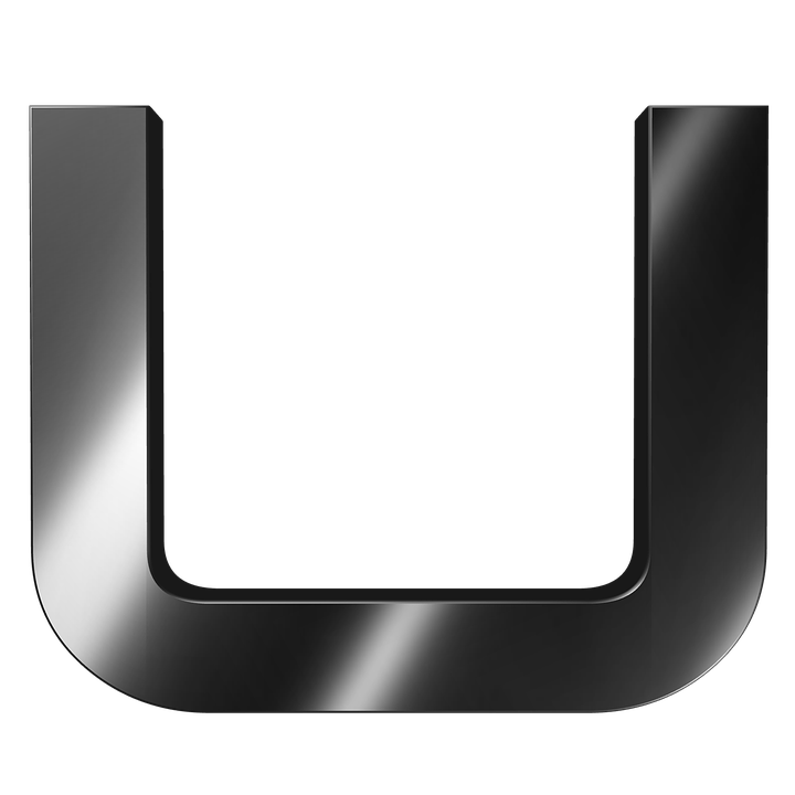 Metallic U Shaped Object PNG with transparent background