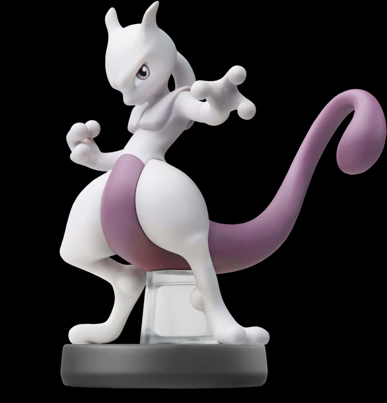 Mewtwo Amiibo Figure Pose PNG with transparent background