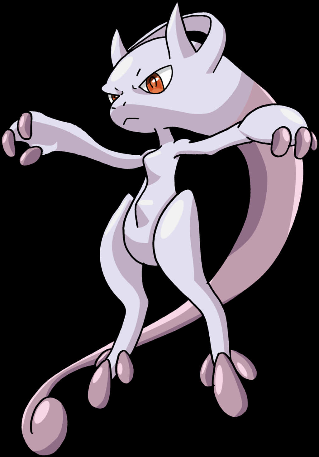 Mewtwo Pokemon Character Art PNG with transparent background
