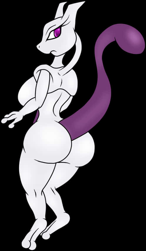 Mewtwo Pokemon Character Art PNG with transparent background